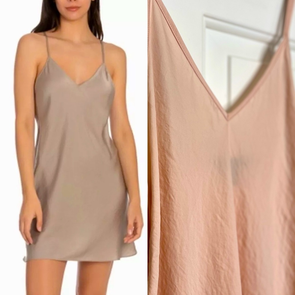NWT Midnight Bakery Satin Bias Cut Chemise Slip Dress S Rose